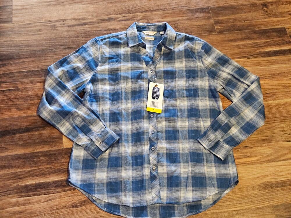 Women's Plaid Weatherproof Vintage Comfort Stretch Blue Flannel Shirt